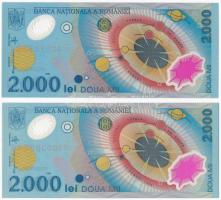 Románia 1999. 2000L (2x) "Napfogyatkozás" T:I  Romania 1999. 2000 Lei (2x) "Solar eclipse" C:UNC Krause#111