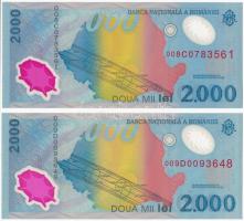Románia 1999. 2000L (2x) "Napfogyatkozás" T:I 
Romania 1999. 2000 Lei (2x) "Solar ec...