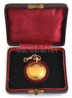 14 K női arany zsebóra. Jelzett, szép, működő állapotban, tokkal. Dupla fedeles. / Women's watc...