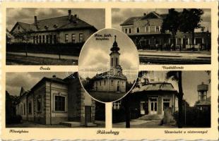 1939 Budapest XVII. Rákoshegy, Óvoda, Községháza, vasútállomás, utca, víztorony, Római katolikus templom