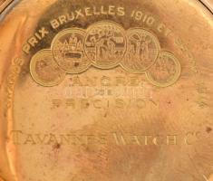 Tavannes 14 K arany, dupla fedeles zsebóra. Jelzett, szép, működő állapotban. Fedél fém. / Men'...