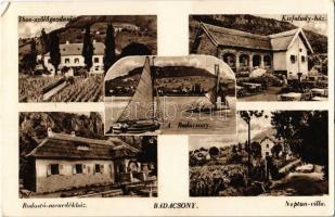 1943 Badacsony, Ibos szőlőgazdaság, Kisfaludy ház, Rodostó menedékház, Neptun villa, vitorlások (EK)