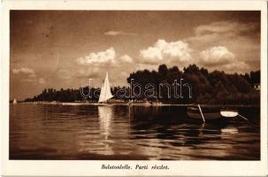 1939 Balatonlelle, Parti részlet, vitorlás, evezős csónak (EK)