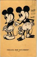1931 Fräulein, darf ichs wagen? / Walter E. Disney art postcard, Mickey and Minnie Mouse
