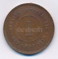 Straits Settlements / Brit gyarmat 1897. 1c Br "Viktória" T:2,2- ph. 
Straits Settlements...