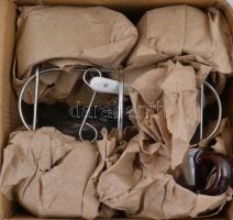 4 db kerámia kávéscsésze hozzávaló aljjal, 3 db kiskanállal és fém állvánnyal+ retró kotyogó 2 szemé...