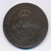 Spanyolország 1867OM 5c Cu "II. Izabella" T:3
Spain 1867OM 5 Centimos Cu "Isabella I...
