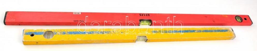 Vegyes bolha tétel: 4 db vízmérték, h: 100 cm, 80 cm, 23 cm és 14,5 cm méretekben. 1 db vízmérték be...