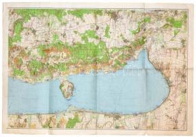 1939 A Balaton térképe, 1:50 000, tervezete: M. Kir. Honvéd Térképészeti Intézet, két lapból álló té...
