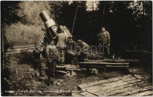 Hofmann cs. és kir. altábornagy hadcsoportja, Mozsarak Slawskoban. Hadifénykép Kiállítás, Hadsegélyező Hivatal kiadása / WWI K.u.K. (Austro-Hungarian) military, cannons in Slawsko