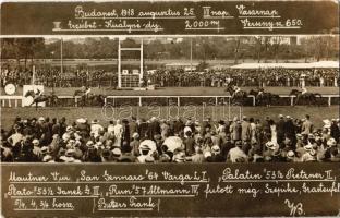 1918 Budapest, III. Erzsébet királyné díj, lóverseny / Hungarian horse race. photo