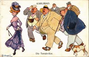 1909 Karlsbad, Karlovy Vary; Die Terrain-Kur. B.K.W.I. 361-5. s: Fritz Schönpflug