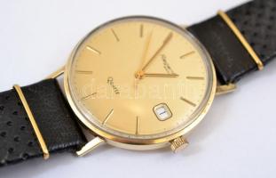 14 K arany Regent kvarc karóra naptár funkcióval, szép állapotban. d: 32 mm