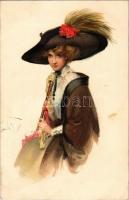 1916 Lady with hat, litho. M. Munk Vienne Nr. 628.