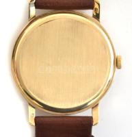 14 K arany IWC kézi felhúzós karóra szép állapotban, igényes bőr szíjjal. d: 32 mm (korona nélkül) /...