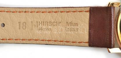 14 K arany IWC kézi felhúzós karóra szép állapotban, igényes bőr szíjjal. d: 32 mm (korona nélkül) /...