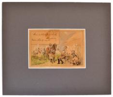 Nagy Sándor (1869-1950): Fogadó, Répcelak. Tus, akvarell, papír, paszpartuban. Jelzett, ajándékozási...