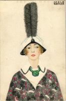 1919 Lady with fashion hat. B.K.W.I. 481-6. s: Mela Koehler