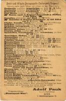 1902 Adolf Pauk bécsi udvari beszállító reklámlapja / Adolf Pauk k.u.k. Hoflieferant Wien I. Habsburgergasse 12. / Adolf Pauk Viennese court suppliers advertising card (EK)