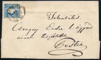 ca. 1858 15kr lemezhibával levélen / with plate flaw on cover EPERJES - Pest