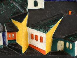 Csekovszky Árpád (1931-1997): Szentendre, kerámia fali dombormű, jelzett, bal és jobb alsó sarkában ...