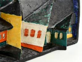 Csekovszky Árpád (1931-1997): Szentendre, kerámia fali dombormű, jelzett, bal és jobb alsó sarkában ...