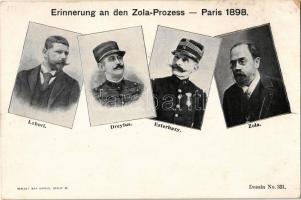 Erinnerung an den Zola-Prozess in Paris / Dreyfus affair: Labori, Dreyfus, Esterhazy, Zola
