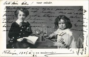 1905 A kis magántitkár. Yost nem szalagos írógép reklám, amerikai-magyar forgalmazású / Hungarian non - ribbon typewriter advertisement