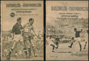 1955 2 db meccsfüzet a magyar landarúgó válogatott mérkőzéseivel. Svédország-Magyarország, Olaszország-Magyarország / 1955 Two match booklets of the Hungarian National Football Team against Italy and Sweden.