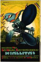 1923 Budapest, Országos Vas-, Gép-, Malom és Elektrotechnikai Kiállítás. Bruchsteiner és fia litho / Hungarian National Iron, Machinery, Mill and Electrical Engineering Exhibition s: Tary Lajos