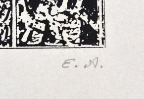 Joseph Kádár (1936-2019): Kompozíció. Elektrográfia, papír, jelzett, művészpéldány E.A., 24x24 cm. /...