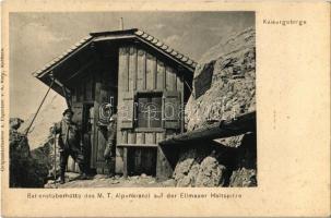 Kaisergebirge (Tirol), Babenstuberhütte des M.T. Alpenkranzl auf der Ellmauer Haltspitze / mountain climbers with rest house (fl)
