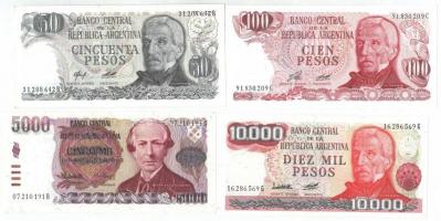 Argentína 1976-78. 50P + 100P + 1984-85. 5000PA + 1976-83. 10.000P T:I Argentina 1976-78. 50 Pesos + 100 Pesos + 1984-85. 5000 Pesos Argentinos + 1976-83. 10.000 Pesos C:Unc Krause#301,302,318,306