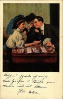 1910 Romantic couple, playing cards. M. Munk Vienne No. 453. (EK)