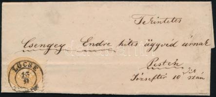 1864 15kr levélen / on cover "LŐCSE" - Pest