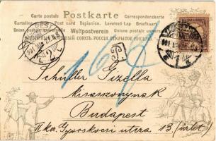 1901 Lady with angel boy. litho