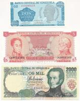 Venezuela 1989. 2B + 5B + 1998. 2000B T:I Venezuela 1989. 2 Bolivar + 5 Bolivar + 1998. 2000 Bolivar C:Unc Krause#69,70,77