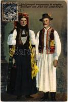 1922 Bánffyhunyad, Huedin; Bräutigam und Braut aus Banffyhunyad / Erdélyi folklór, menyasszony és vőlegény / Transylvanian folklore (EK)