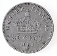 Franciaország 1868A 20c Ag "III. Napóleon" T:2-,3
France 1868A 20 Centimes Ag "Napol...