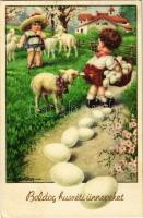 1942 Boldog Húsvéti Ünnepeket / Easter greeting art postcard, humour. NMM Milano 539-2. s: A Bertiglia
