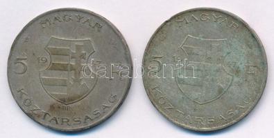 1947. 5Ft Ag "Kossuth" (2x) T:2-,3 patina Adamo F8.1