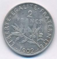 Franciaország 1902. 2Fr Ag T:3 France 1902. 2 Francs Ag C:F Krause KM#845.1