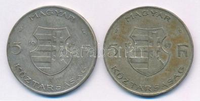 1947. 5Ft Ag "Kossuth" (2x) T:2- patina Adamo F8.1