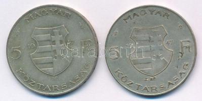 1947. 5Ft Ag "Kossuth" (2x) T:2-,3 patina Adamo F8.1