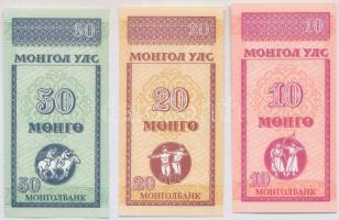 Mongólia 1993. 10M+20M+50M T:I  Mongolia 1993. 10 Mongo + 20 Mongo + 50 Mongo C:UNC Krause KM#49 KM#50 KM#51