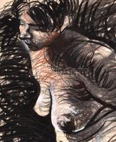 Csikós 82 jelzéssel: Női akt. Akvarell, pasztell, papír, szélén apró szakadásokkal,  86x61 cm