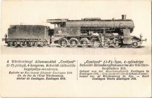 A Württembergi Államvasútak Centiped (1-F)-jellegű, 4-hengeres, Schmidt-túlhevítős hegyipálya mozdonya / German locomotive