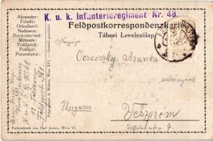 1917 Isonzo-Armee 1915 feliratú jelvény dombornyomott bronz képe tábori postai levelezőlapon / WWI A...