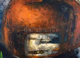 Rácz András (1926-2013): Kompozíció. Olaj, papír, kartonra kasírozva, jelzett, 43x50,5 cm