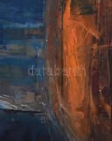 Rácz András (1926-2013): Kompozíció. Olaj, papír, kartonra kasírozva, jelzett, 43x50,5 cm